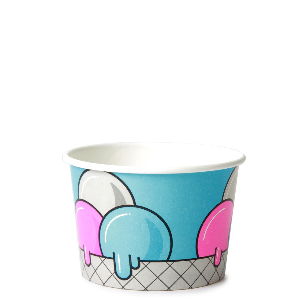 4oz Ice Cream Cup -Blue Bubbles- x 1000 Case
